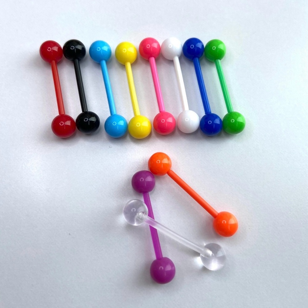 (1 piece) 14G Acrylic Tongue, Nipple Piercing, Barbell Body Jewelry